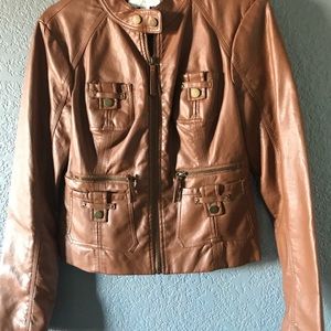 NY&Co Tan Faux Leather Jacket